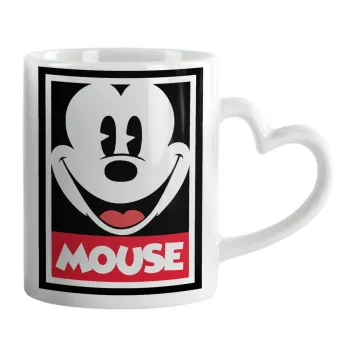 Μίκυ Μάους, Κούπα καρδιά χερούλι λευκή, κεραμική, 330ml
