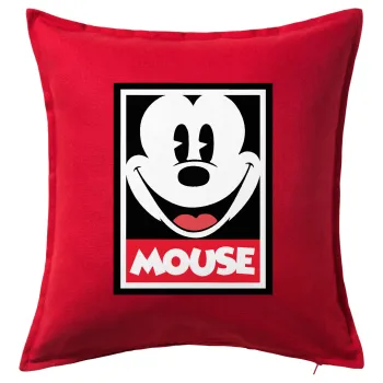 Μίκυ Μάους, Μαξιλάρι καναπέ Κόκκινο 100% βαμβάκι, περιέχεται το γέμισμα (50x50cm)