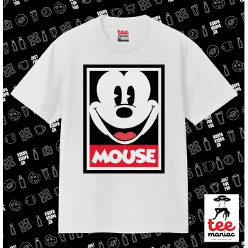 Μίκυ Μάους, Κλασικό T-Shirt, διπλής ραφής, χωρίς πλευρικές ραφές ΛΕΥΚΟ από 100% βαμβάκι. Vegan & OEKO-TEX πιστοποιημένο.