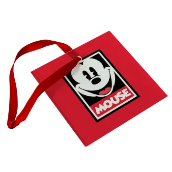 Μίκυ Μάους, Στολίδι Χριστουγεννιάτικο στολίδι γυάλινο τετράγωνο 9x9cm