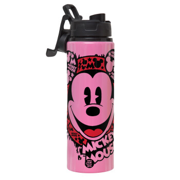 Mickey Mouse, Metallic water bottle with safety lid, 850ml aluminum