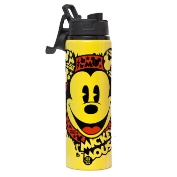 Mickey Mouse, Metallic water bottle with safety lid, 850ml aluminum