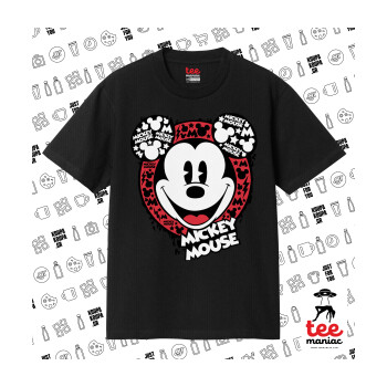 Mickey Mouse, Κλασικό T-Shirt, διπλής ραφής, χωρίς πλευρικές ραφές ΜΑΥΡΟ από 100% βαμβάκι. Vegan & OEKO-TEX πιστοποιημένο.