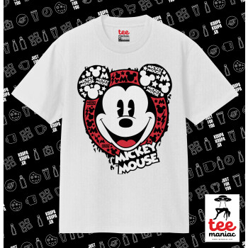 Mickey Mouse, Κλασικό T-Shirt, διπλής ραφής, χωρίς πλευρικές ραφές ΛΕΥΚΟ από 100% βαμβάκι. Vegan & OEKO-TEX πιστοποιημένο.