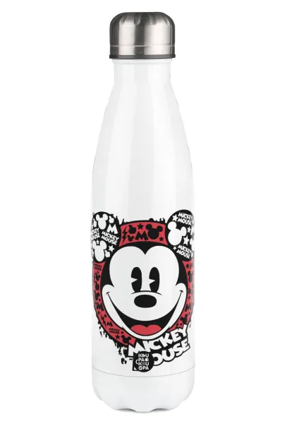 Mickey Mouse — Μεταλλικό παγούρι θερμός Λευκό (Stainless steel), διπλού τοιχώματος, 500ml