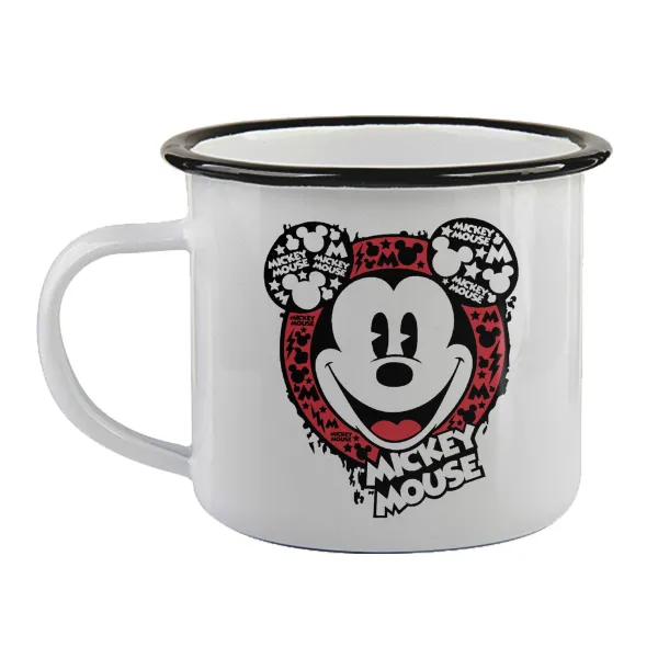 Mickey Mouse — Enamel mug with black rim, 360ml