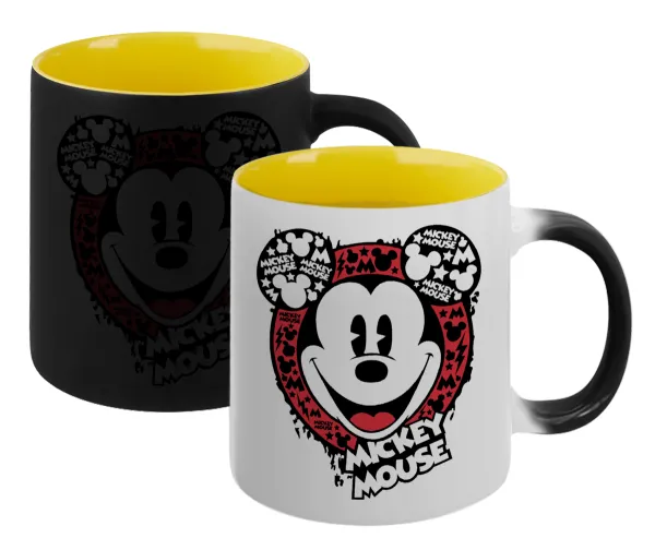 Mickey Mouse — Κούπα Μαγική εσωτερικό κίτρινη, κεραμική 330ml που αλλάζει χρώμα με το ζεστό ρόφημα
