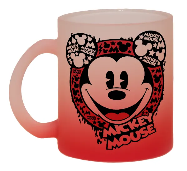 Mickey Mouse — Κούπα γυάλινη δίχρωμη με βάση το κόκκινο ματ, 330ml