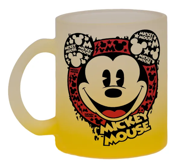 Mickey Mouse — Κούπα γυάλινη δίχρωμη με βάση το κίτρινο ματ, 330ml