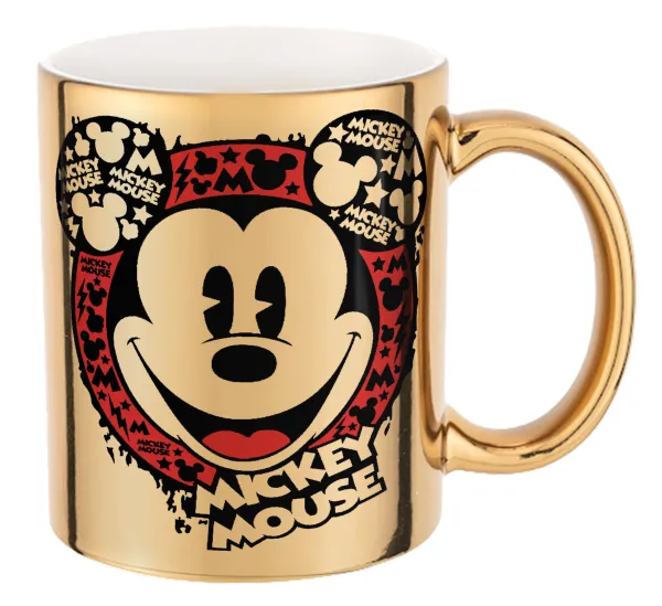 Mickey Mouse — Mug ceramic, gold mirror, 330ml