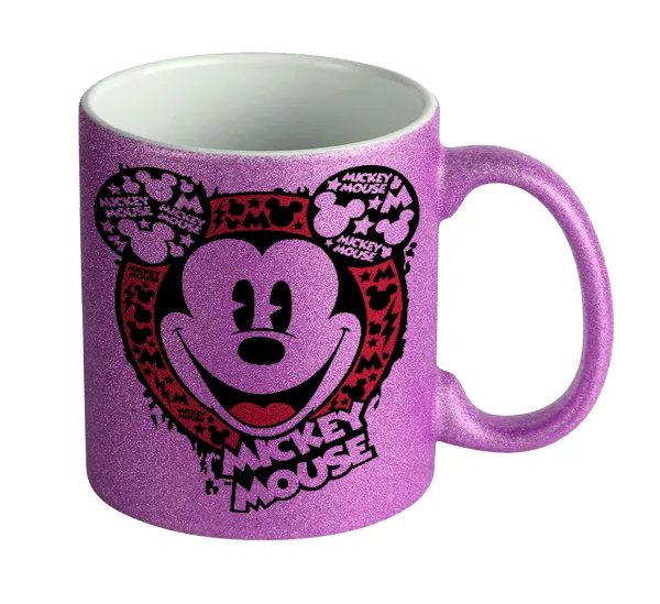 Mickey Mouse — Κούπα Μωβ Glitter που γυαλίζει, κεραμική, 330ml