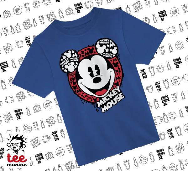 Mickey Mouse — ΜΠΛΕ Παιδικό T-Shirt από 100% βαμβάκι, για κάθε μέρα. Vegan & OEKO-TEX πιστοποιημένο.