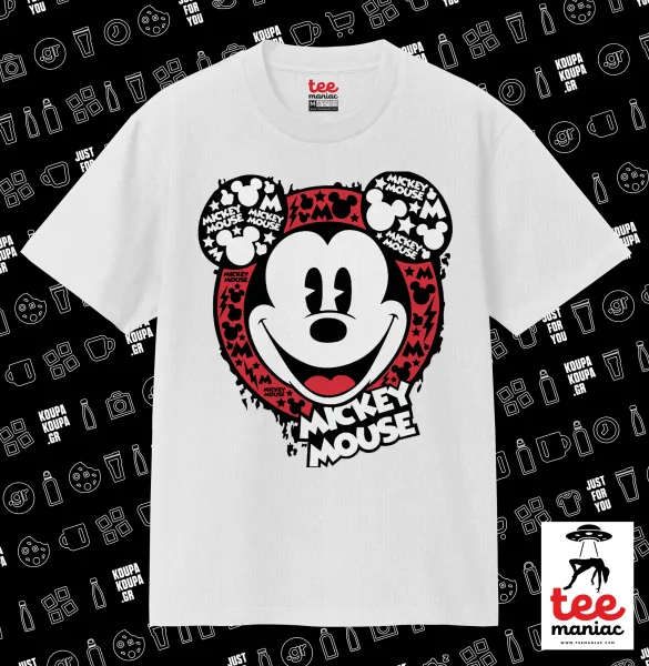 Mickey Mouse — ΛΕΥΚΟ Κλασικό T-Shirt, διπλής ραφής, χωρίς πλευρικές ραφές από 100% βαμβάκι. Vegan & OEKO-TEX πιστοποιημένο.