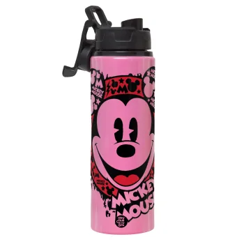 Mickey Mouse, Metallic water bottle with safety lid, 850ml aluminum