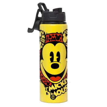 Mickey Mouse, Metallic water bottle with safety lid, 850ml aluminum