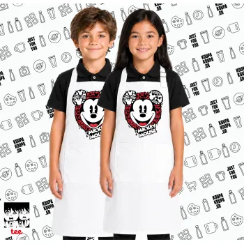 Mickey Mouse, Λευκή ΠΑΙΔΙΚΗ Ποδιά μακριά Σεφ ολόσωμη με τσέπες