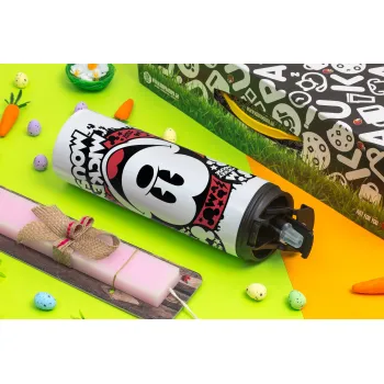 Mickey Mouse, Πασχαλινή Λαμπάδα με Travel Tumbler θερμό με διπλό καπάκι (600ml, BPA free) & κερί αρωματικό πλακέ (30cm) (ΡΟΖ)