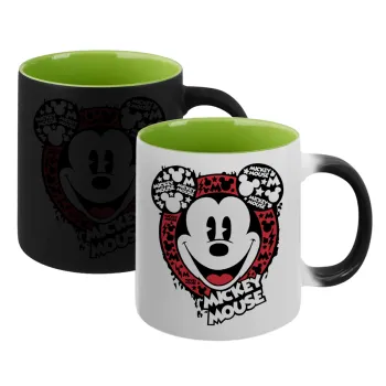 Mickey Mouse, Κούπα Μαγική εσωτερικό πράσινο, κεραμική 330ml που αλλάζει χρώμα με το ζεστό ρόφημα
