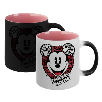 Mickey Mouse, Κούπα Μαγική εσωτερικό ΡΟΖ, κεραμική 330ml που αλλάζει χρώμα με το ζεστό ρόφημα