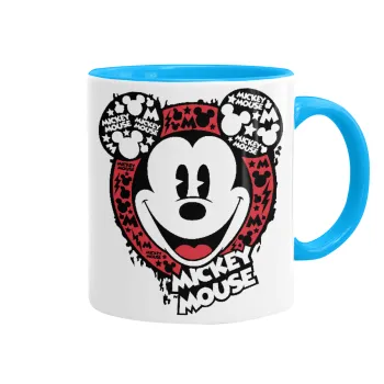 Mickey Mouse, Κούπα χρωματιστή γαλάζια, κεραμική, 330ml