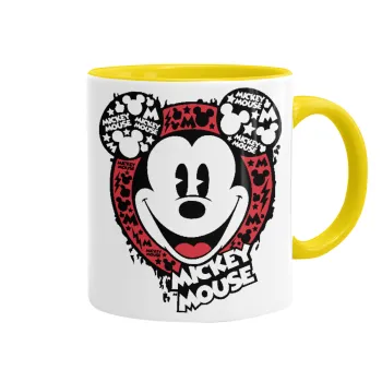 Mickey Mouse, Mug colored yellow, ceramic, 330ml