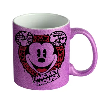 Mickey Mouse, Κούπα Μωβ Glitter που γυαλίζει, κεραμική, 330ml