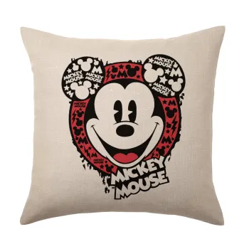 Mickey Mouse, Μαξιλάρι καναπέ ΛΙΝΟ 40x40cm περιέχεται το  γέμισμα