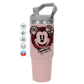 Mickey Mouse, ΡΟΖ χρώματος Θερμός Ανοξείδωτο 890ml (30oz) με χερούλι