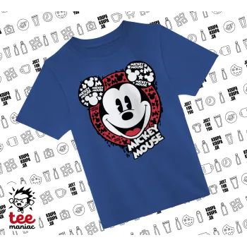 Mickey Mouse, Παιδικό T-Shirt ΜΠΛΕ από 100% βαμβάκι, για κάθε μέρα. Vegan & OEKO-TEX πιστοποιημένο.