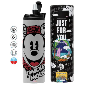 Mickey Mouse, Tumbler ποτήρι θερμό ΓΚΡΙ από ανοξείδωτο ατσάλι 600ml