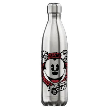 Mickey Mouse, Μεταλλικό παγούρι θερμός Inox (Stainless steel), διπλού τοιχώματος, 750ml