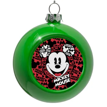 Mickey Mouse, Green Christmas tree ornament bauble 8cm