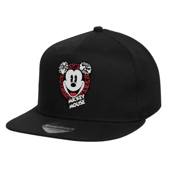 Mickey Mouse, Children's Flat Snapback Hat, Black (100% COTTON, CHILD, UNISEX, ONE SIZE)