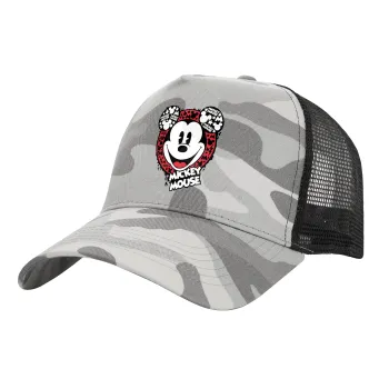 Mickey Mouse, Adult Structured Trucker Hat, with Mesh, (Camouflage) Army Camo (100% COTTON, ADULT, UNISEX, ONE SIZE)