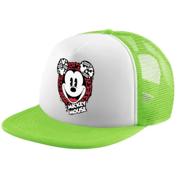 Mickey Mouse, Καπέλο παιδικό Soft Trucker με Δίχτυ ΠΡΑΣΙΝΟ/ΛΕΥΚΟ (POLYESTER, ΠΑΙΔΙΚΟ, ONE SIZE)
