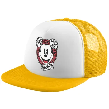 Mickey Mouse, Καπέλο Ενηλίκων Soft Trucker με Δίχτυ Κίτρινο/White (POLYESTER, ΕΝΗΛΙΚΩΝ, UNISEX, ONE SIZE)