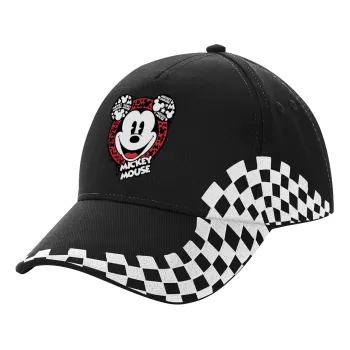 Mickey Mouse, Καπέλο Ενηλίκων Ultimate ΜΑΥΡΟ RACING, (100% ΒΑΜΒΑΚΕΡΟ DRILL, ΕΝΗΛΙΚΩΝ, UNISEX, ONE SIZE)