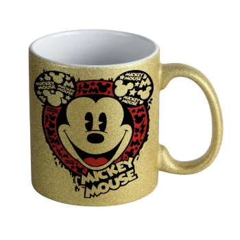Mickey Mouse, Κούπα Χρυσή Glitter που γυαλίζει, κεραμική, 330ml