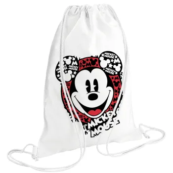 Mickey Mouse, Τσάντα πλάτης πουγκί GYMBAG λευκή (28x40cm)