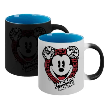 Mickey Mouse, Κούπα Μαγική εσωτερικό μπλε, κεραμική 330ml που αλλάζει χρώμα με το ζεστό ρόφημα