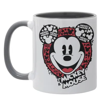 Mickey Mouse, Κούπα χρωματιστή γκρι, κεραμική, 330ml
