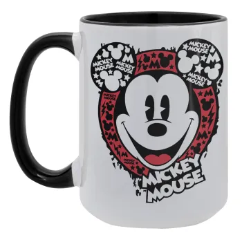 Mickey Mouse, Κούπα Mega 15oz, κεραμική Μαύρη, 450ml