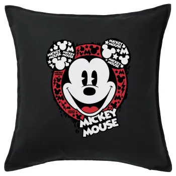 Mickey Mouse, Sofa cushion black 50x50cm includes filling