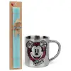 Easter Set, metallic thermal cup (300ml) & aromatic flat Easter candle (30cm) (TURQUOISE)