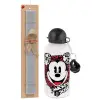 Easter Set, metallic aluminum water bottle (500ml) & aromatic flat Easter candle (30cm) (GRAY)