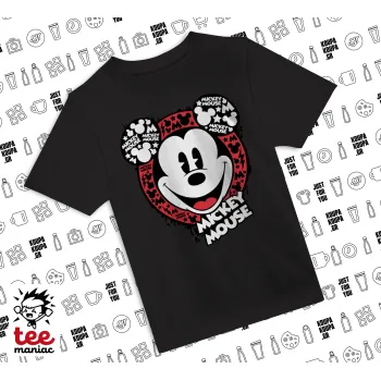 Mickey Mouse, Άνετο παιδικό T-Shirt ΜΑΥΡΟ από 100% βαμβάκι, για κάθε μέρα. Vegan & OEKO-TEX πιστοποιημένο.