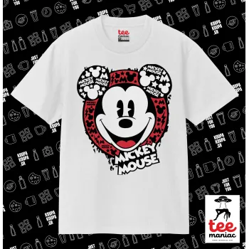 Mickey Mouse, Κλασικό T-Shirt, διπλής ραφής, χωρίς πλευρικές ραφές ΛΕΥΚΟ από 100% βαμβάκι. Vegan & OEKO-TEX πιστοποιημένο.