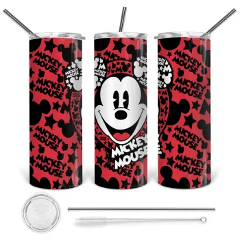 Mickey Mouse, Tumbler ποτήρι θερμό από ανοξείδωτο ατσάλι 600ml, με μεταλλικό καλαμάκι & βούρτσα καθαρισμού