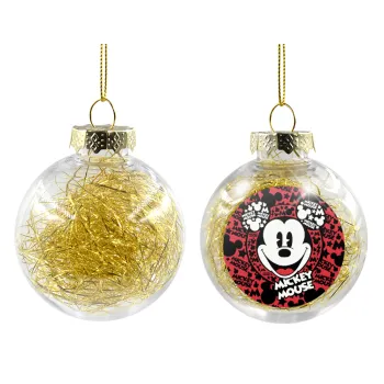 Mickey Mouse, Transparent Christmas tree ball ornament with gold filling 8cm