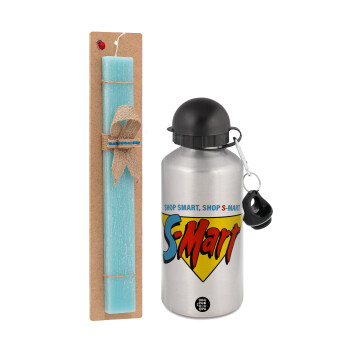 S-mart Evil Dead, Πασχαλινή Λαμπάδα με παγούρι μεταλλικό Ασημένιο αλουμινίου (500ml) & κερί αρωματικό πλακέ (30cm) (ΤΙΡΚΟΥΑΖ)